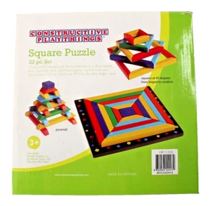 Square Puzzle Constructive Playthings Wooden Blocks 22 Piece Set KRP-5306 Age 3+ - Picture 1 of 15