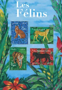 France - The Felines (4 stamps block) - Picture 1 of 1