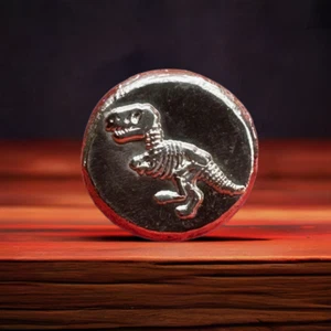 1 Feinunzen Silber rund, T-Rex geprägte Sammlermünze, 999 Feinsilber - Bild 1 von 8