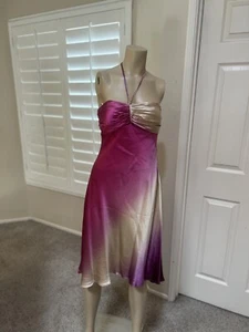 Max&Cleo Ombre Midi Halter Seda Midi Vestido de Hadas Baile de graduación Fiesta Formal Y2k Talla 6 - Imagen 1 de 14