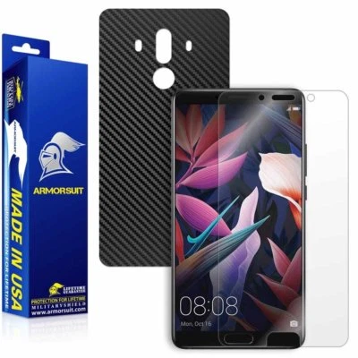 ArmorSuit Huawei Mate 10 HD Clear Screen Protector + Black Carbon Fiber Skin USA - Image 1 of 4