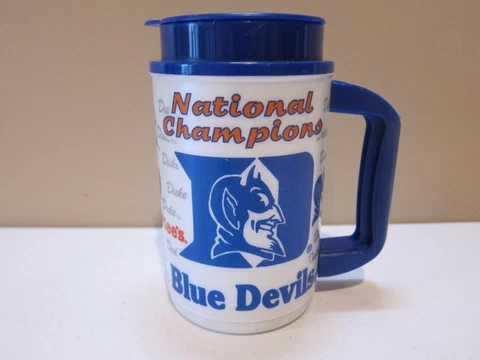 Vintage 2001 Duke Basketball National Championship Travel Cup Mug Whirley Thermo Cover