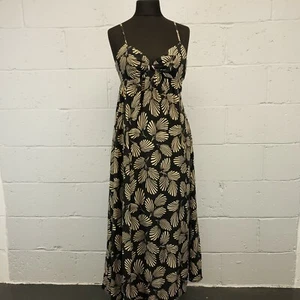 Ted Baker Dress WORN ONCE Maxi Long Size 2 Black 100% Silk Floral RRP £195 - Picture 1 of 9