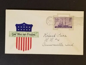 1944 Lexington Mass to Connersville Indiana USA Illustrated WWII Patriotic Cover - Picture 1 of 2