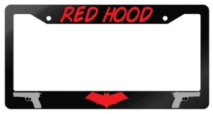 Red Hood Glossy Black Plastic License Plate Frame DC - Foto 1 di 1