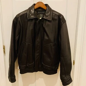 NEW W/Tags Vintage Banana Republic Genuine Leather Bomber Jacket Brown Men - Picture 1 of 19