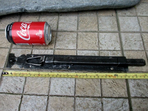 ARCHITECTURAL ANTIQUE IN IRON HUGE DOOR LATCH SLIDE BOLT LOCK SHUTTER Cover