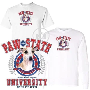 Camiseta blanca manga corta/larga Whippet Dog Paw State University M-3X - Imagen 1 de 3