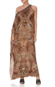 NEW $650 CAMILLA LADY LODGE ONE SHOULDER KAFTAN W/ NECKBAND SILK CRYSTALS L / XL - Photo 1/8