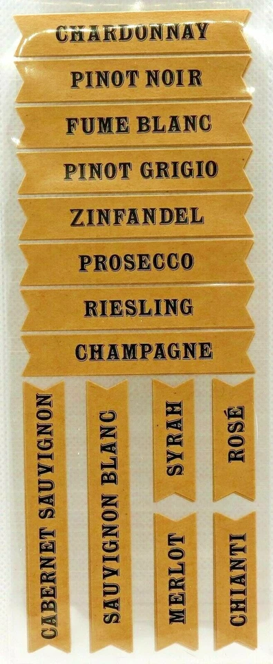 Wine Labels Chardonnay Pinot Noir Merlot Chianti Prosecco Champagne 56 Stickers - Image 1 of 1