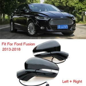 All Black Automatic Folding Power Heated LH+RH Side View Mirror For Ford Fusion - Picture 1 of 9