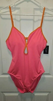 Kate Spade Keyhole One Piece Swimsuit Contrast Solids Pink/Orange Size XL NWT 🌻 - Image 1 of 4