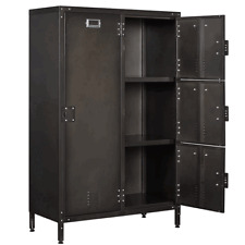 Vintage Metal Storage Cabinet 55.1 in Metal Locker Wardrobe Cabinet with 4 Doors