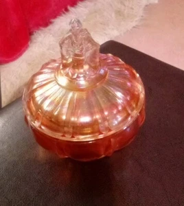 Rare! Antique "My Lady" Carnival Glass Powder Jar. 1930's. -HAS DAMAGE - Picture 1 of 8