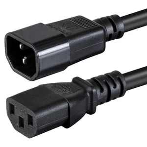 1FT 14/3 Power Extension Cord Cable IEC 60320 C14 Male to C13 Female 14AWG Black - Picture 1 of 7