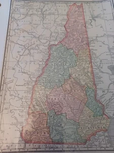 1895 Rand McNally Map of New Hampshire   11 X 14  - Picture 1 of 3