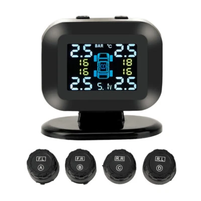 Car Wireless Solar TPMS LCD Tire Pressure Monitoring System + 4 External Sensors - Image 1 of 4