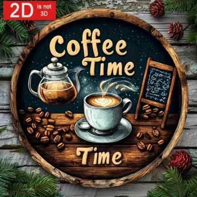 Coffee Time Kitchen Rustic Vintage Wooden Sign Decoration Home Decor Gift - Image 1 of 3