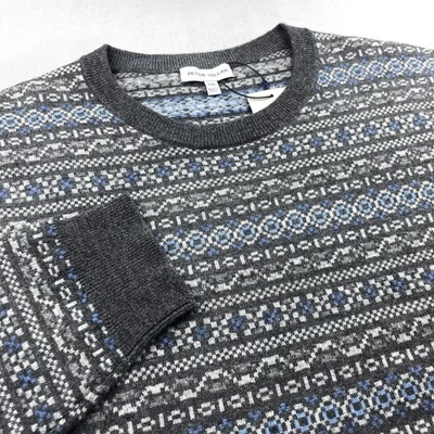 Suéter Peter Millar Crown Lana Cachemira Cuello Redondo Geo Tejido Hierro 2XL $350 Foto 1 de 4