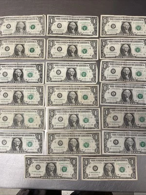 2003A Series Old $1 Dollar Bills Circulated lot of 20 Notes 22 Years Old Vintage - Image 1 of 4