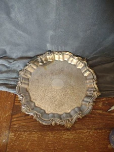 1930s Goldfeder Silver on Copper Footed Tray Heavy 15" Round - Picture 1 of 8
