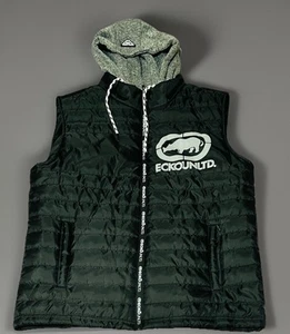 ECKO Unltd Puffer Vest With Hood Black Gray Men’s Size Medium - Picture 1 of 5