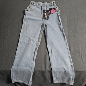 Simple Society 7/28 Baggy Super High-rise Lightwash Chain Accent Hips - Picture 1 of 14