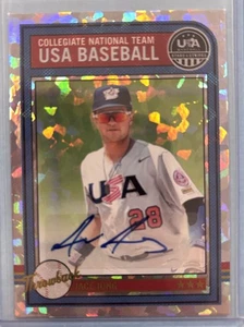 2025 Panini Stars & Stripes Jace Jung EE. UU. Alumni Atomic Cracked Ice automático #d/25 - Imagen 1 de 2