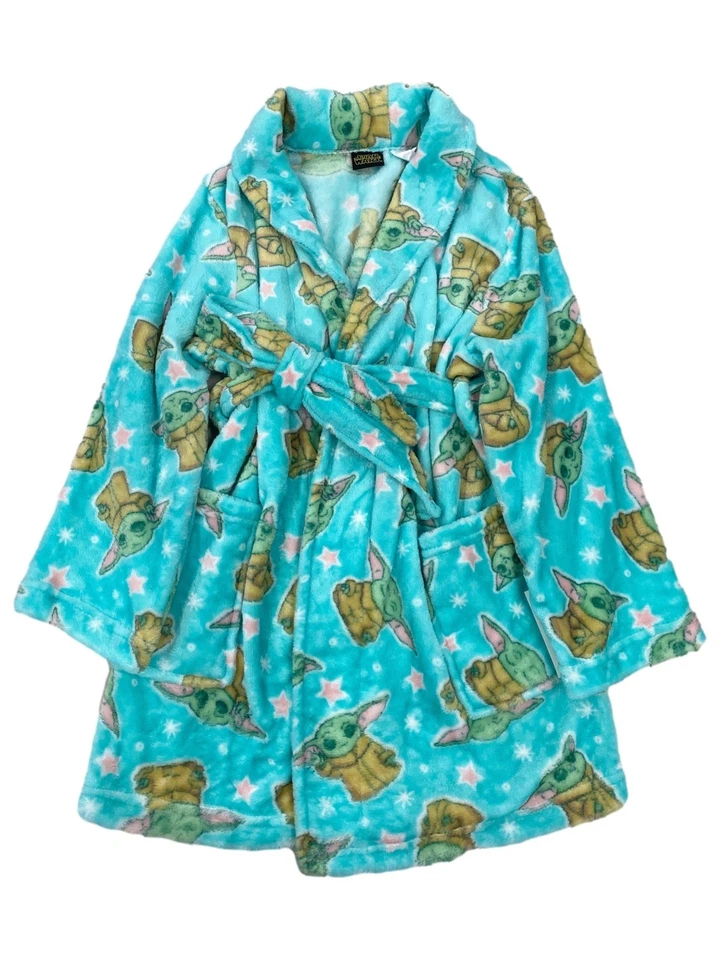 Star Wars Girls Baby Yoda Stars Blue Hoodie Bathrobe Plush House Coat Small - Image 1 of 1