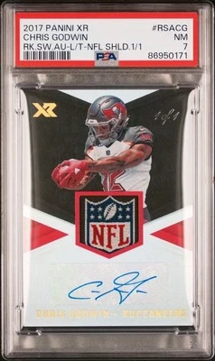 Chris Godwin 2017 Panini XR Rookie Patch Auto NFL Shield 1/1 PSA 7 - Image 1 of 2