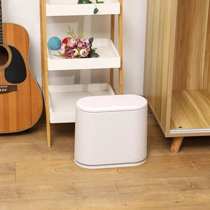 Papelera de baño delgada blanca de 12 L con tapa superior a presión, 3,17 galones para mascotas/perros Proo... - Imagen 1 de 12