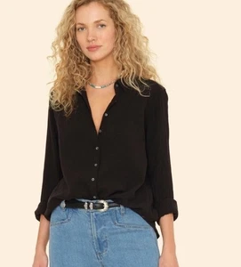 Xirena schwarz Scout Top Langarm Baumwolle Gaze Material Größe Medium Damen - Bild 1 von 7