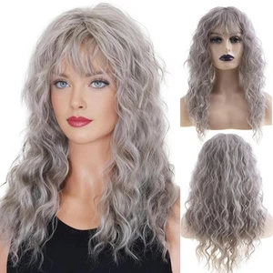 Long Curly Wavy Women Wig with Bangs Synthetic Heat Resistant Halloween Cospl... - Picture 1 of 5