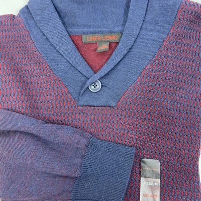 LINEA UOMO Blue & Red Preppy Wool Blend Sweater Size Medium - Image 1 of 4