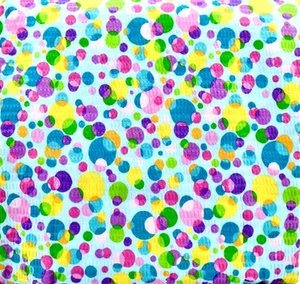 Colorful Bubbles Crepe Fabric,Cotton Blend,Lt.Blue,Different Size Bubbles104x46" - Picture 1 of 1