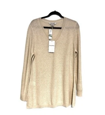 Tommy Bahama Beige/Dorado Cuello en V Jersey Suéter 60% Lana Merino. Foto 1 de 4