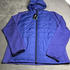 Neu mit Etikett RLX Ralph Lauren Herren Large Hybrid Hoodie Jacke mit durchgehendem Reißverschluss Wollmischung blau - Bild 1 von 9