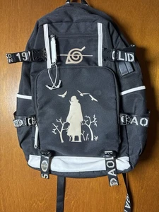 Naruto Anime Backpack Itachi Uchiha Silhouette & Konoha Leaf Village Symbol - Picture 1 of 7