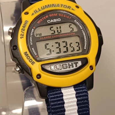 Casio Yellow Blue ILLUMINATOR 1602 LW-22H Water Resistant 5BAR Watch New Battery - Image 1 of 4