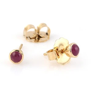 Beautiful 18K Gold Ruby Stud Earrings Everyday Wear Sweet Gift For Birthday - Picture 1 of 4