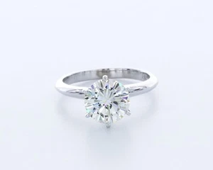 Anello solitario classico oro bianco 14 carati taglio tondo diamante creato in laboratorio 2,0 CT E/VS2 - Foto 1 di 4
