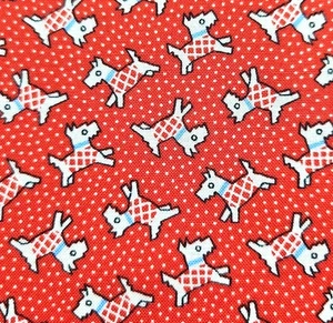 Fabric - 30s Play Time By Chloe's Closet Moda #32793 Cute Dogs On Red 2 Yards - Picture 1 of 5