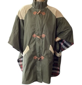 Mulberry Street Poncho Jacke khaki Cord Flanell gefüttert Canvas Knebel L #121i - Bild 1 von 11