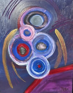 Abstract Expressionist Mid Century Modern Style Mixed Media Painting ORIGANAL - Picture 1 of 14