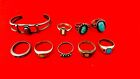 Lot+of+9+Native+American+%26+Southwestern+S%2FS+Turquoise+Inlay+Rings+W%2FBracelet