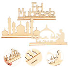  3 Pcs Eid Al-Fitr Decoration Poplar Wooden Ramadan Mubarak Table Sign
