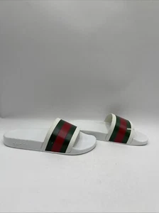 Gucci Men's Pursuit Pool Slides White/Green/Red Size 8 - Picture 1 of 5