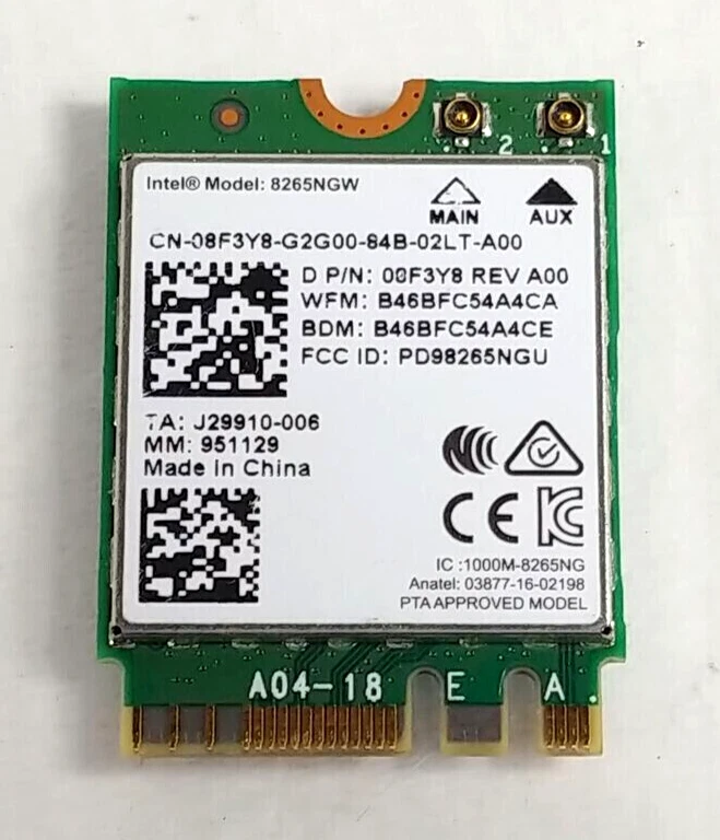 DELL OTIPLEX 7450 8F3Y8 8265NGW Doble Banda Inalámbrica-AC 802.11n M.2 WiFi Inalámbrica Foto 1 de 1