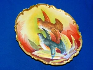 Lazeyras Rosenfeld Lehman LRL Limoges France birds plate thick Gold trim - Picture 1 of 4