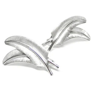 Pendientes Plumas Harry S. Bick Vintage Plata de Ley 925 Firmados HSB 1.5" Alto - Imagen 1 de 4